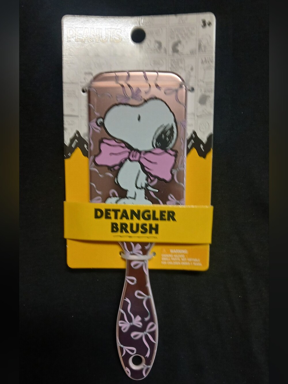 Peanuts -Snoopy Detangler Hair Brush, Snoopy Wearing a Pink Bow Tie,Pink Ribbons